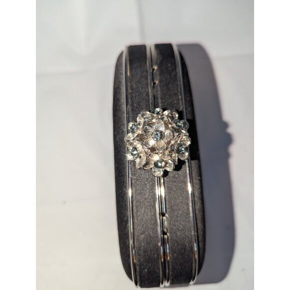 Lulu Townsend Black Satin Clutch Purse Bling Clasp & Convertible Chain 6 X 3.5 - Picture 6 of 12